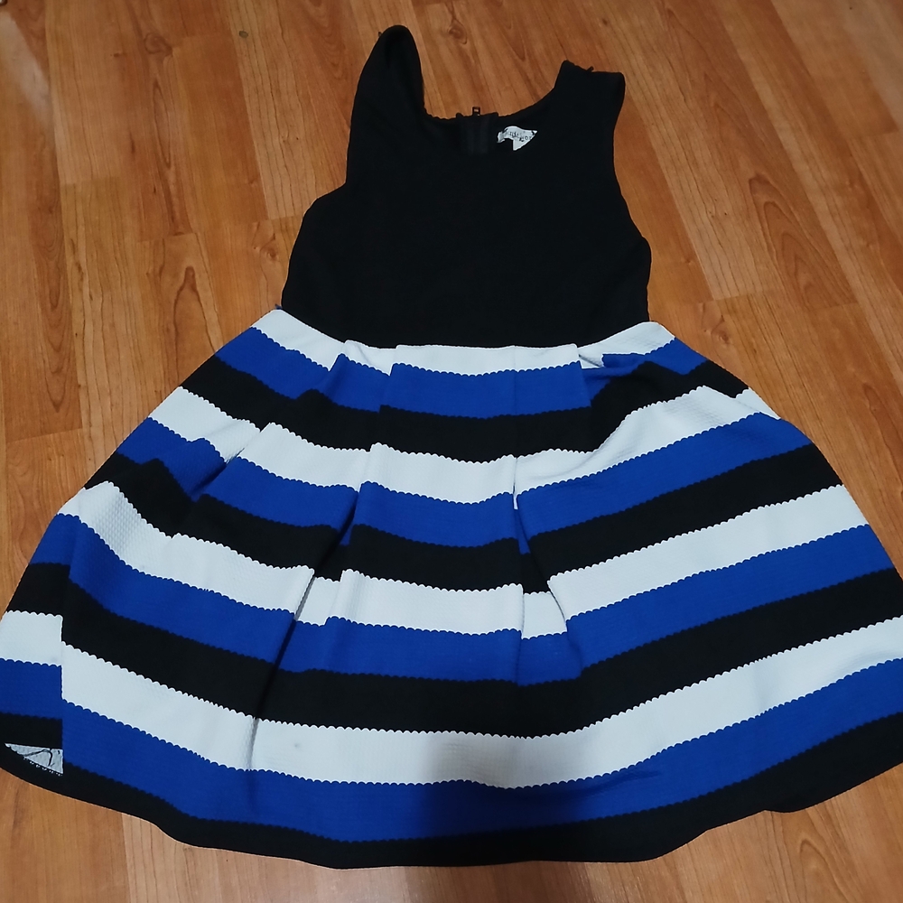 Knitworks Blue Pleated Tiered Fit and Flare Dress